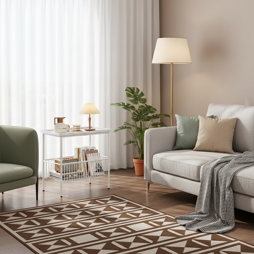 Modern Minimalist Rectangular Iron Coffee Table 2-Tier For Living Room