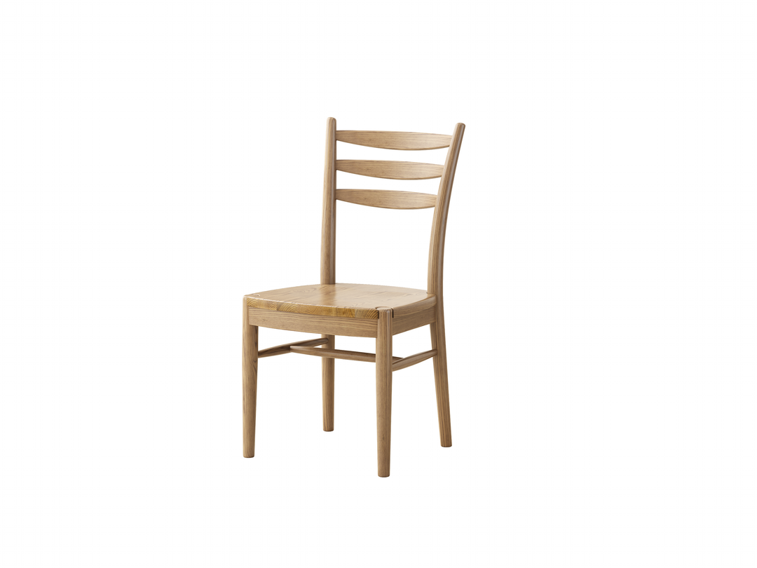 Ensemble de table à manger contemporain en bois de frêne nord-américain scandinave - Table à manger rectangulaire avec chaises à dossier en échelle pour salle à manger et cuisine 