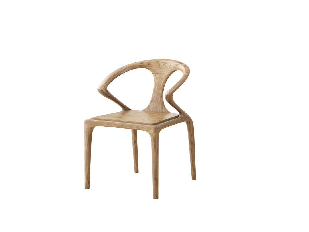 Ensemble de table à manger en bois de frêne nord-américain scandinave contemporain - table à manger ronde avec chaises à dossier courbé pour salle à manger 
