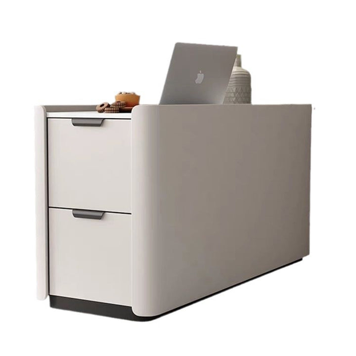 Moderner minimalistischer rechteckiger mehrschichtiger Sperrholz-Steinplatten-Mikrofaserleder-Beistelltisch mit 2 Schubladen für das Wohnzimmer 