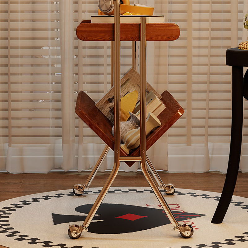Traditioneller Vintage rechteckiger Gummibaum Edelstahl 2-stufig für Wohnzimmer 