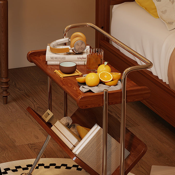Traditioneller Vintage rechteckiger Gummibaum Edelstahl 2-stufig für Wohnzimmer 