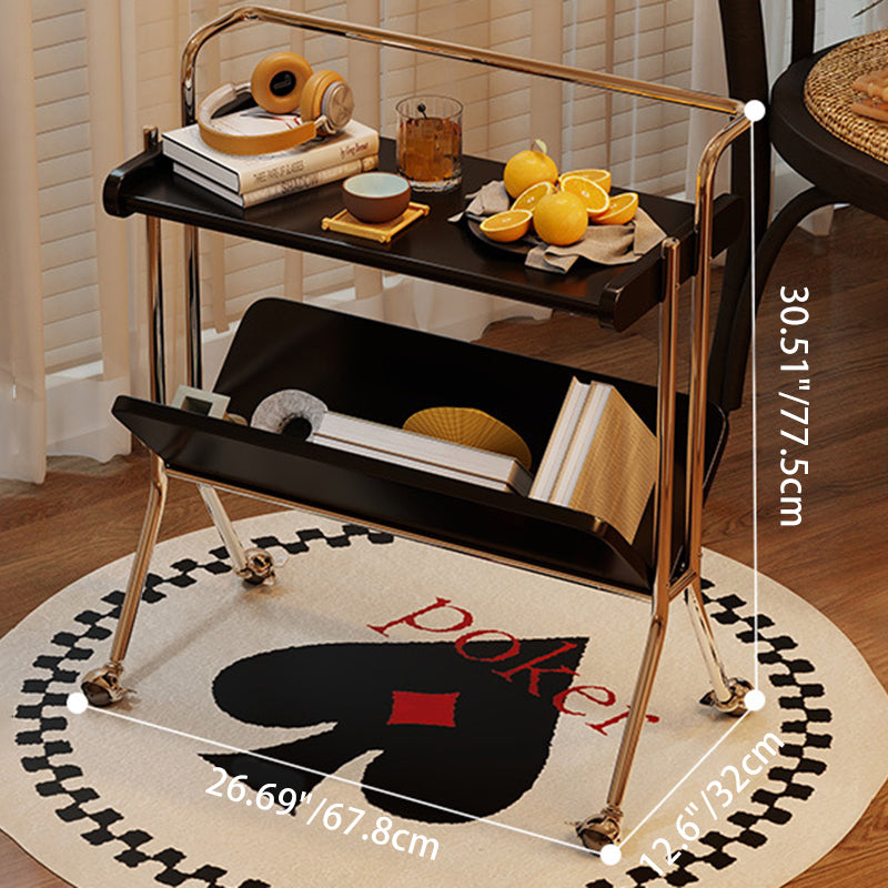 Traditioneller Vintage rechteckiger Gummibaum Edelstahl 2-stufig für Wohnzimmer 