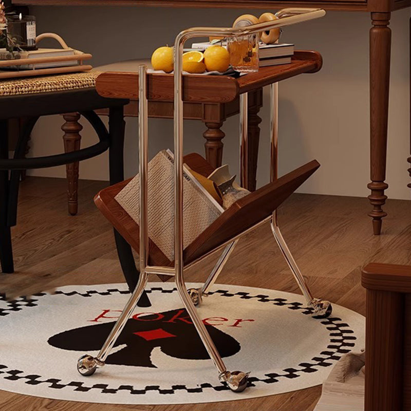 Traditioneller Vintage rechteckiger Gummibaum Edelstahl 2-stufig für Wohnzimmer 