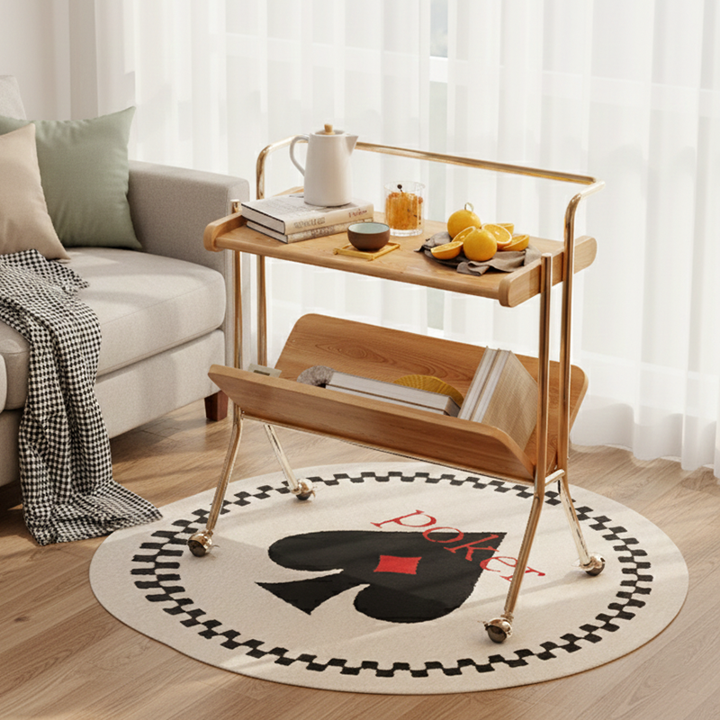 Traditioneller Vintage rechteckiger Gummibaum Edelstahl 2-stufig für Wohnzimmer 