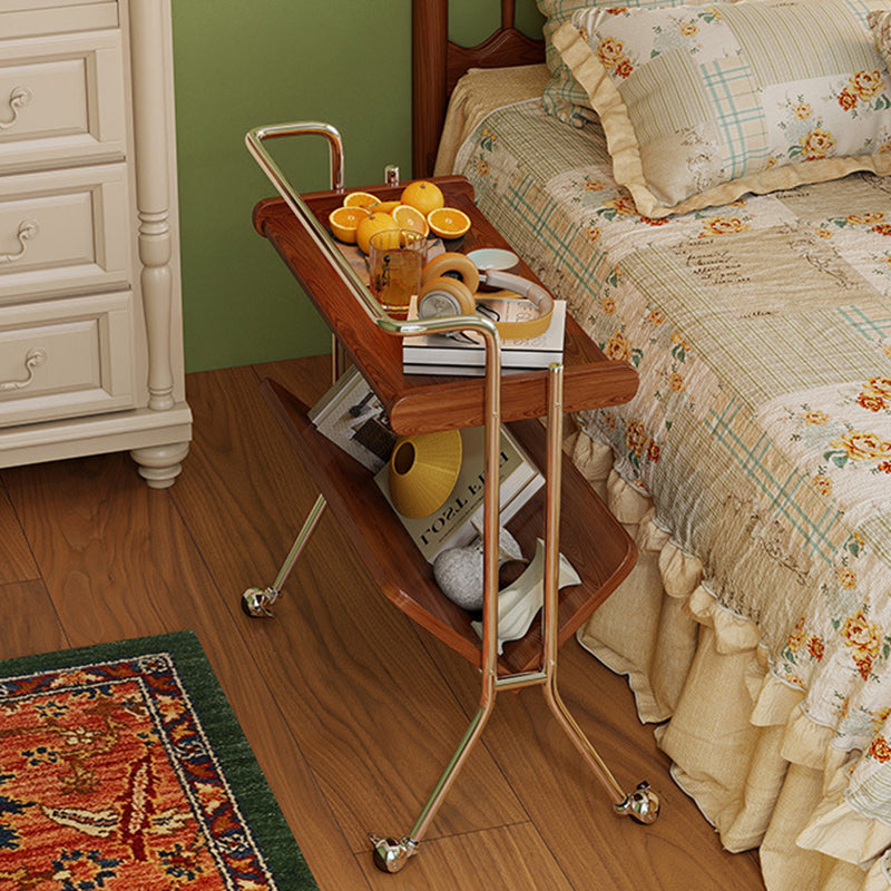 Traditioneller Vintage rechteckiger Gummibaum Edelstahl 2-stufig für Wohnzimmer 