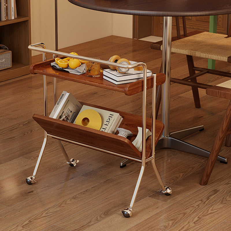 Traditioneller Vintage rechteckiger Gummibaum Edelstahl 2-stufig für Wohnzimmer 