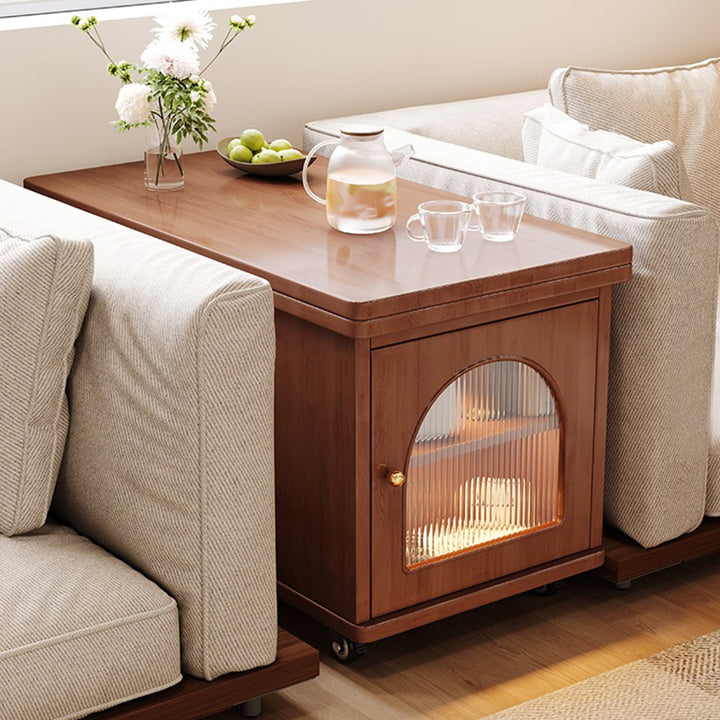 Contemporary Creative Rectangular Cart-Style Eco-board Glass Coffee Table 2-Tier For Living Room