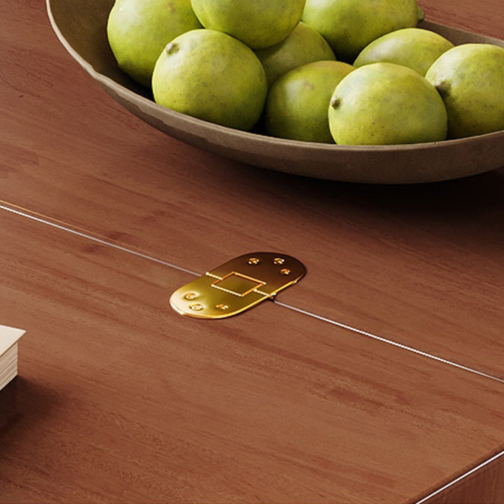 Mesa de centro contemporánea rectangular estilo carrito de madera maciza con vidrio de 2 niveles para sala de estar 