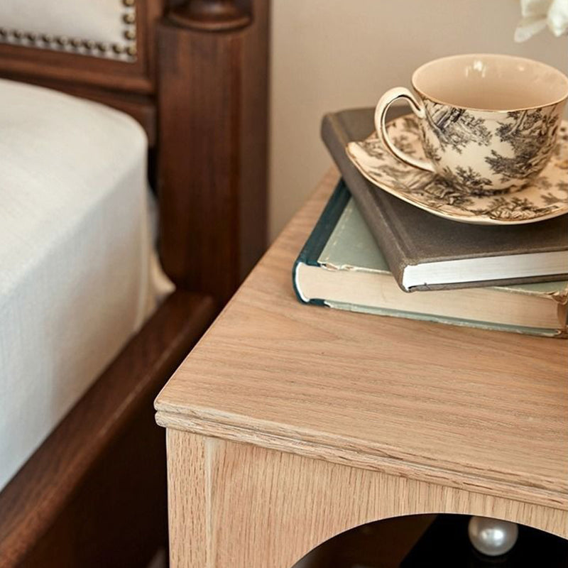 Traditional French Rectangular Arch-Top North American Red Oak Multi-Layer Plywood Nightstand 1-Drawer For Bedroom