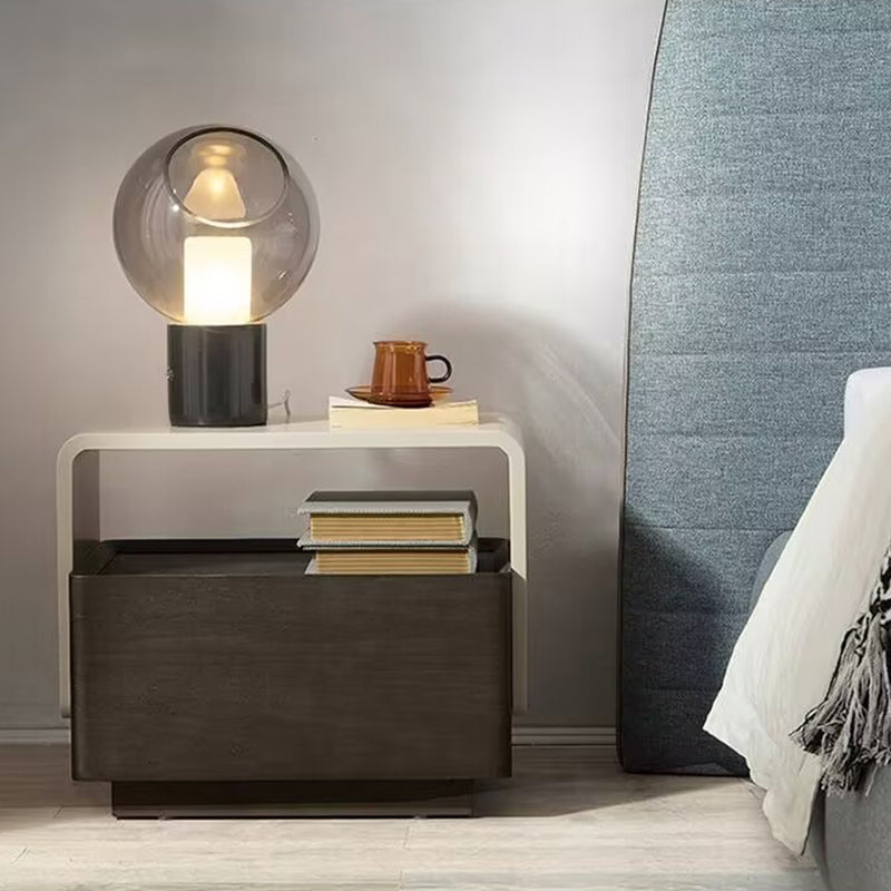 Modern Minimalist Rectangular Plywood Medium Density Fiberboard Nightstand 2-Tier For Bedroom