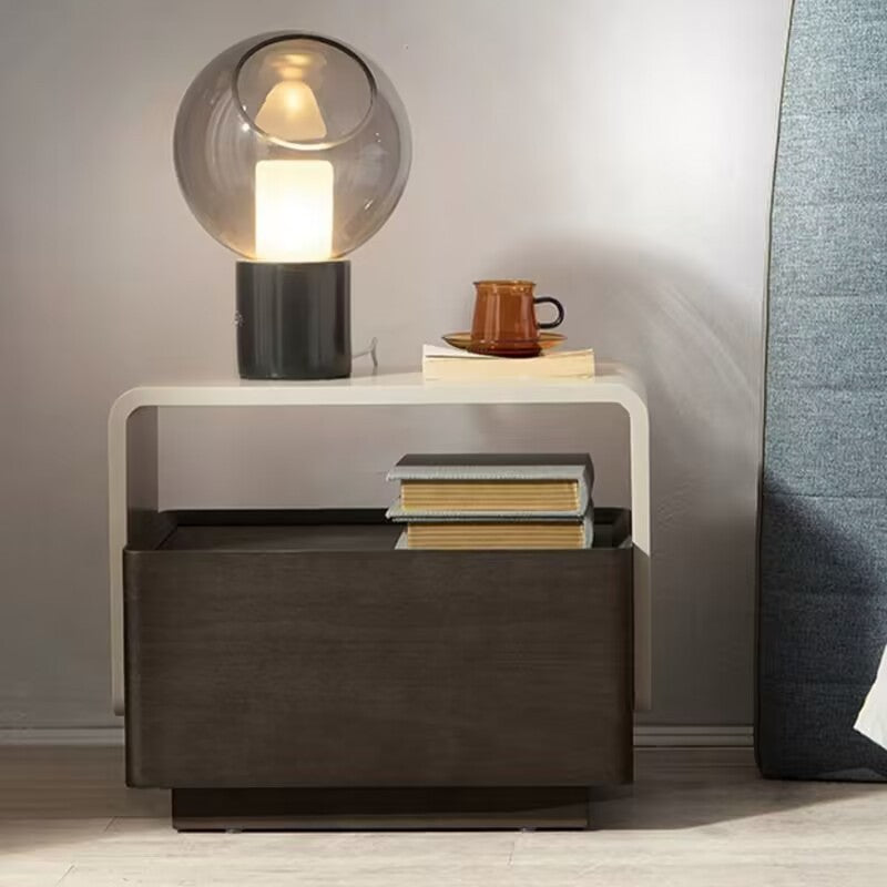 Modern Minimalist Rectangular Plywood Medium Density Fiberboard Nightstand 2-Tier For Bedroom
