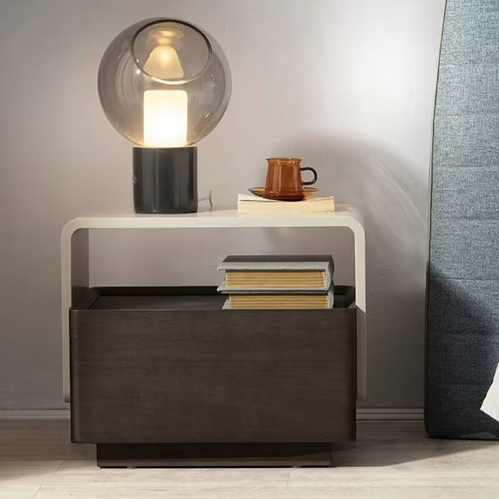 Modern Minimalist Rectangular Plywood Medium Density Fiberboard Nightstand 2-Tier For Bedroom