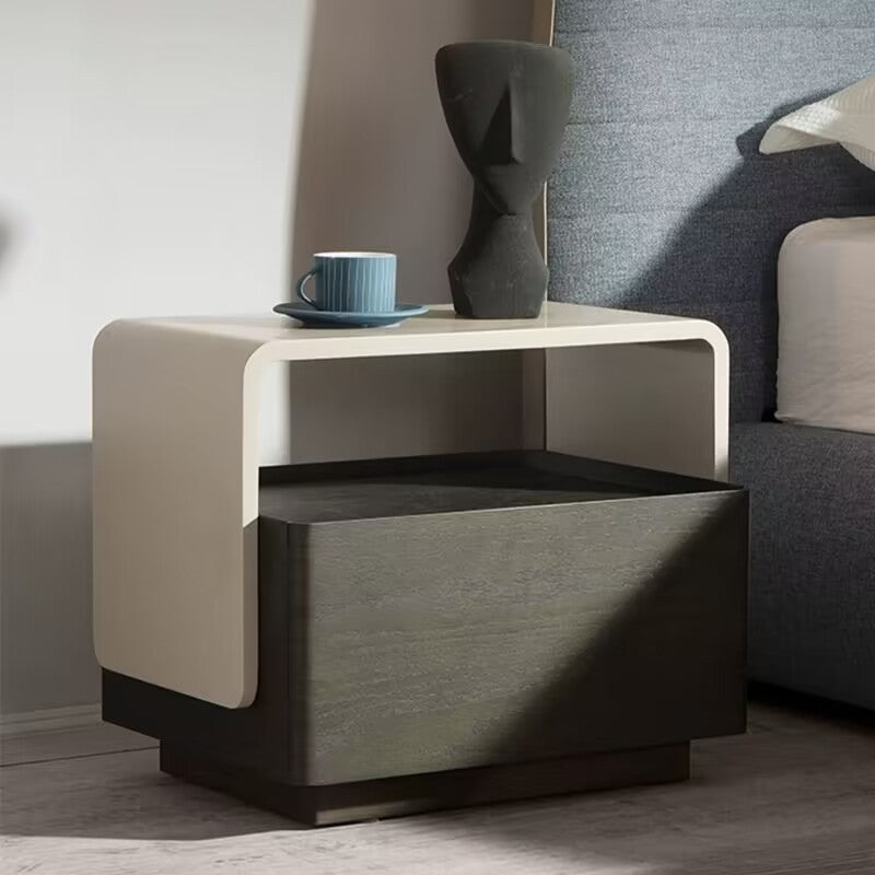 Modern Minimalist Rectangular Plywood Medium Density Fiberboard Nightstand 2-Tier For Bedroom