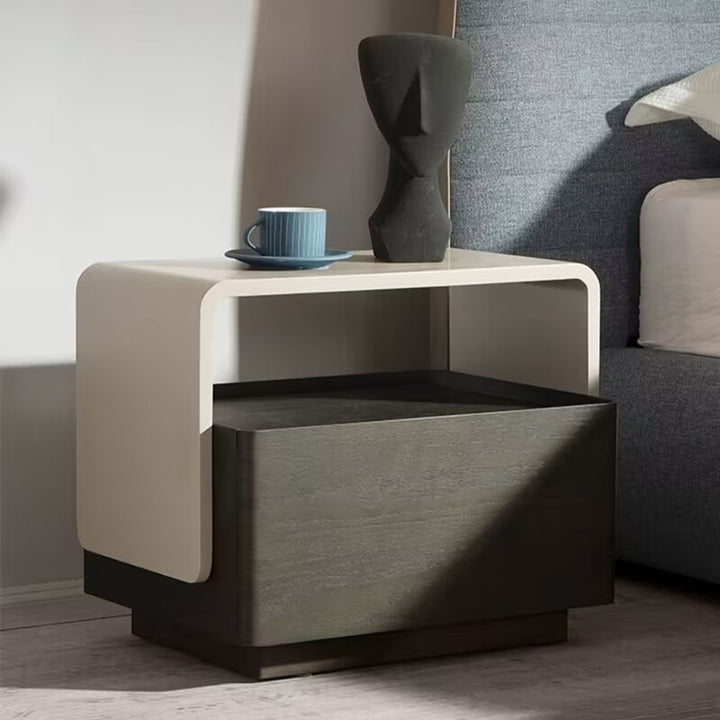Modern Minimalist Rectangular Plywood Medium Density Fiberboard Nightstand 2-Tier For Bedroom