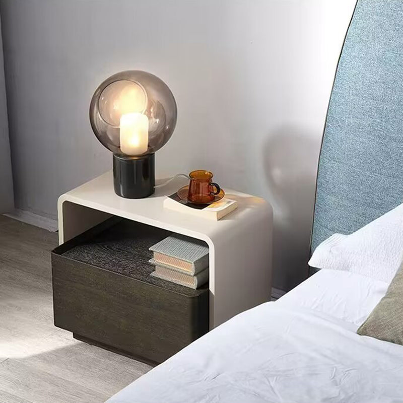Modern Minimalist Rectangular Plywood Medium Density Fiberboard Nightstand 2-Tier For Bedroom