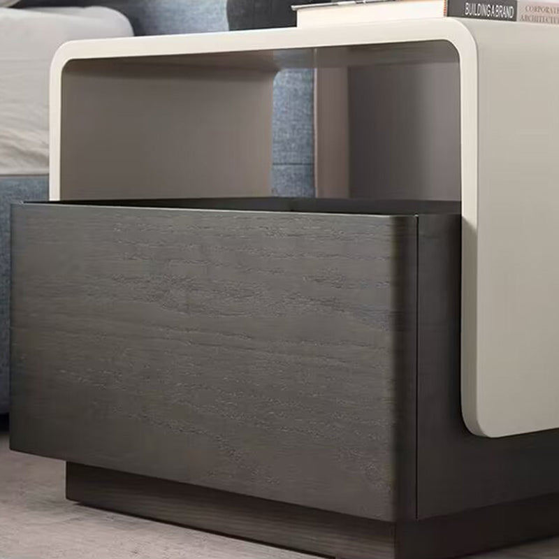 Modern Minimalist Rectangular Plywood Medium Density Fiberboard Nightstand 2-Tier For Bedroom
