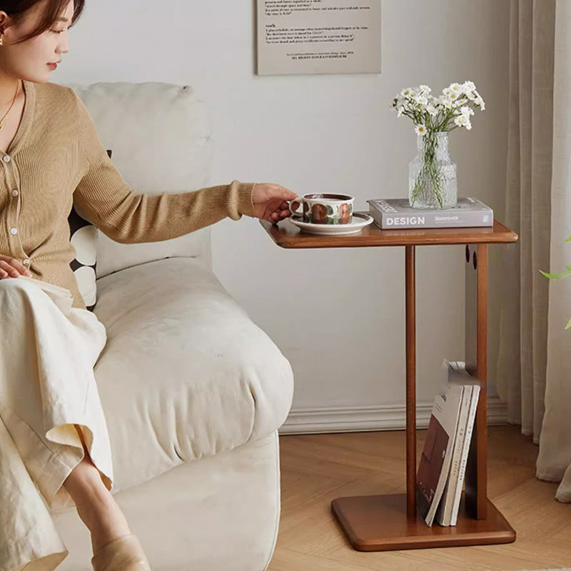 Moderner minimalistischer rechteckiger Beistelltisch aus Massivholz mit 1 Ebene für das Wohnzimmer 