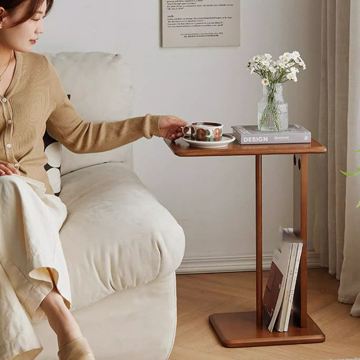 Moderner minimalistischer rechteckiger Beistelltisch aus Massivholz mit 1 Ebene für das Wohnzimmer 