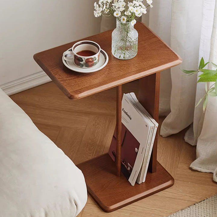 Moderner minimalistischer rechteckiger Beistelltisch aus Massivholz mit 1 Ebene für das Wohnzimmer 