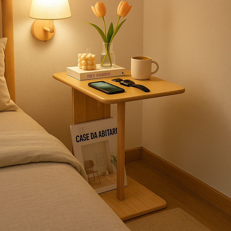 Moderner minimalistischer rechteckiger Beistelltisch aus Massivholz mit 1 Ebene für das Wohnzimmer 