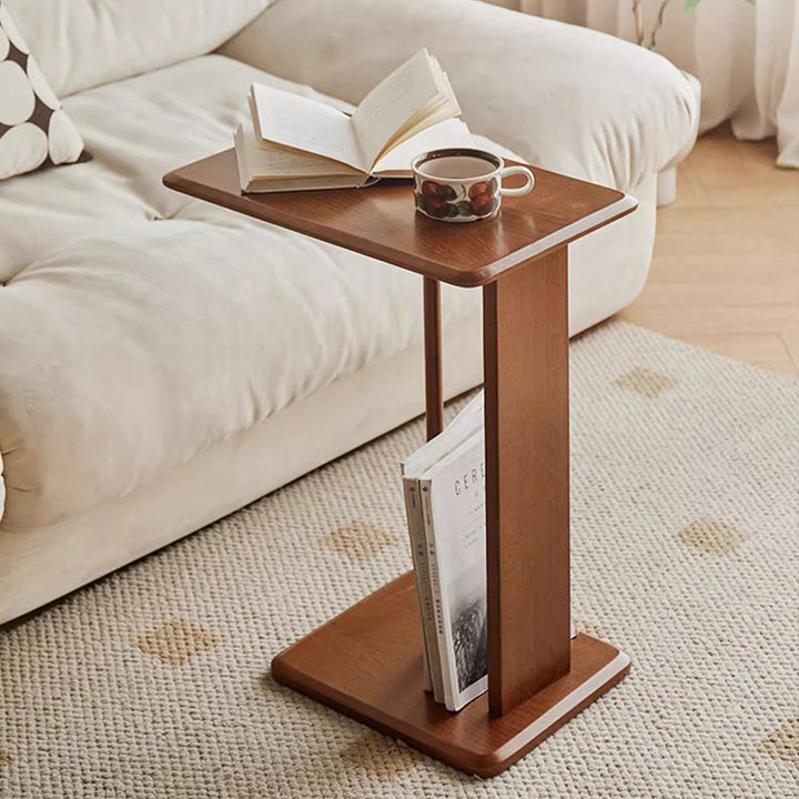 Moderner minimalistischer rechteckiger Beistelltisch aus Massivholz mit 1 Ebene für das Wohnzimmer 