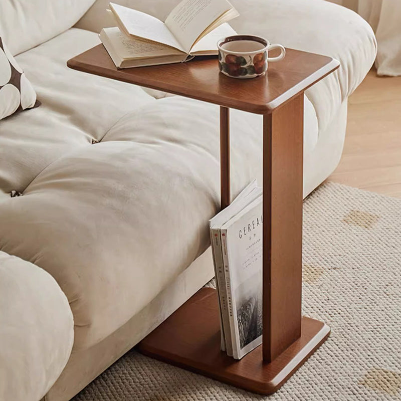 Moderner minimalistischer rechteckiger Beistelltisch aus Massivholz mit 1 Ebene für das Wohnzimmer 
