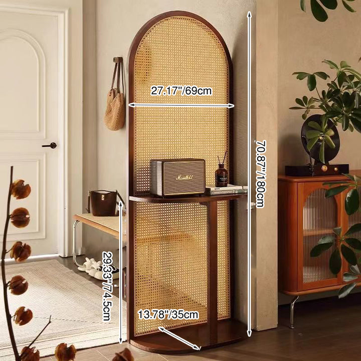 Traditional Vintage Arched Larch Wood Plastic Rattan Room Divider 2/4 Tier For Living Room