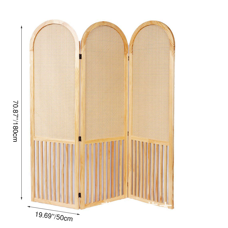 Traditional French Arched Pine Wood Plastic Rattan Room Divider For Living Room