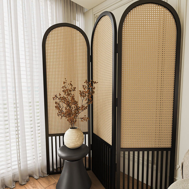 Traditional French Arched Pine Wood Plastic Rattan Room Divider For Living Room