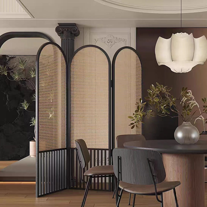 Traditional French Arched Pine Wood Plastic Rattan Room Divider For Living Room