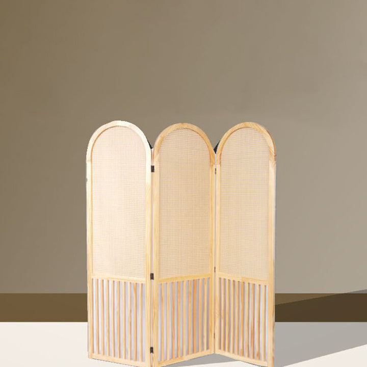 Traditional French Arched Pine Wood Plastic Rattan Room Divider For Living Room
