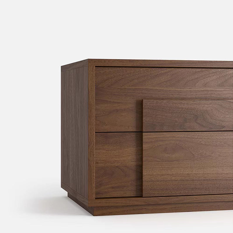 Modern Minimalist Rectangular Eco-Friendly Particle Board Eco-Friendly Multi-Layer Board Nightstand 2-Drawer For Bedroom