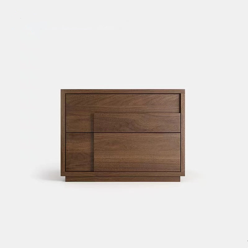 Modern Minimalist Rectangular Eco-Friendly Particle Board Eco-Friendly Multi-Layer Board Nightstand 2-Drawer For Bedroom