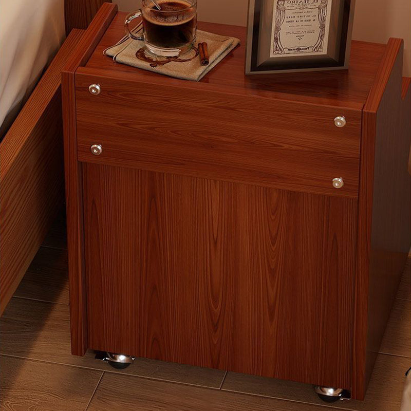 Contemporary Creative Ladder Rectangular Rubberwood Solid Wood Nightstand 2-Drawer For Bedroom