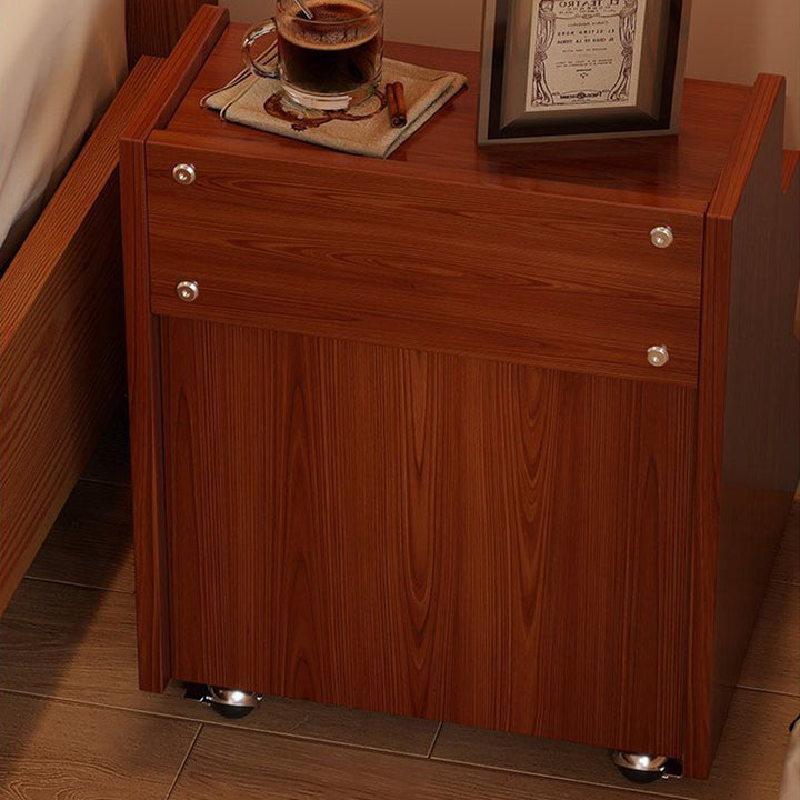 Contemporary Creative Ladder Rectangular Rubberwood Solid Wood Nightstand 2-Drawer For Bedroom