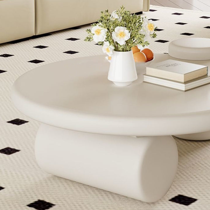 Table basse cylindrique minimaliste moderne en bois massif écologique à 2 niveaux pour salon 