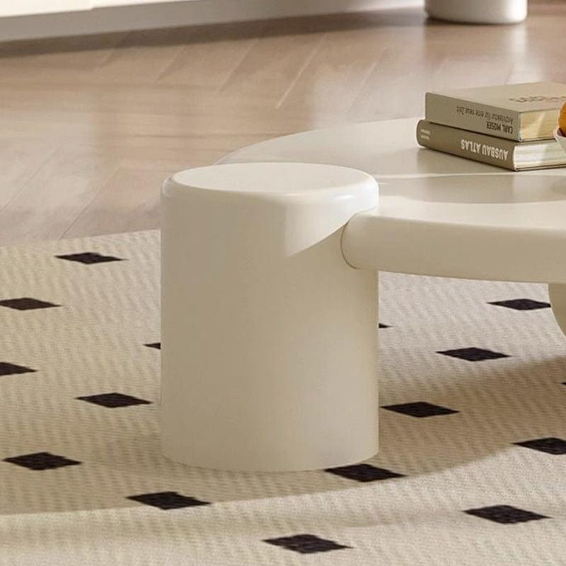 Table basse cylindrique minimaliste moderne en bois massif écologique à 2 niveaux pour salon 