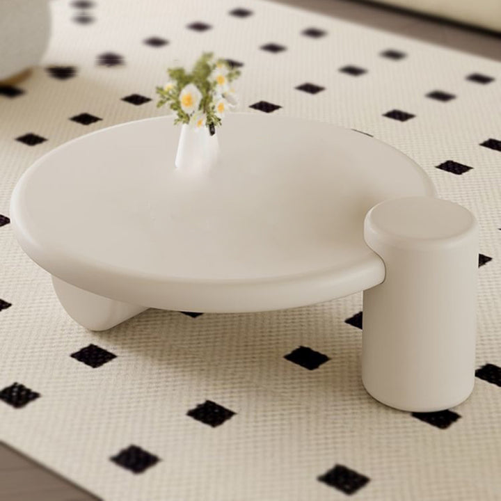 Table basse cylindrique minimaliste moderne en bois massif écologique à 2 niveaux pour salon 