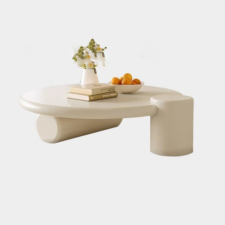 Table basse cylindrique minimaliste moderne en bois massif écologique à 2 niveaux pour salon 