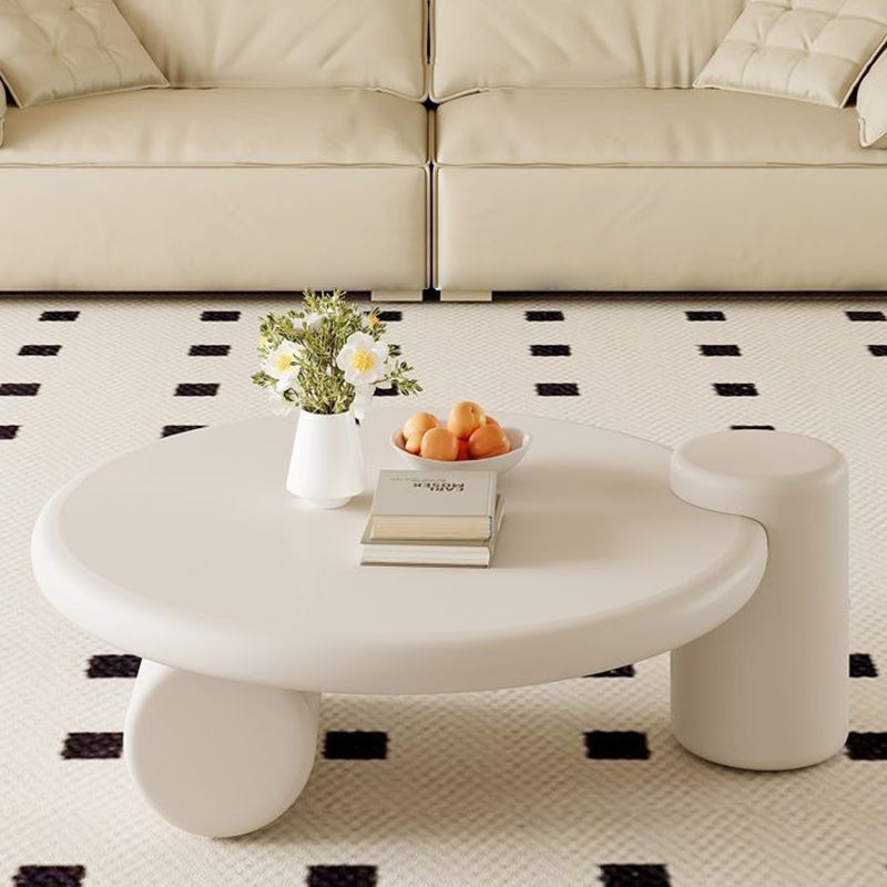 Table basse cylindrique minimaliste moderne en bois massif écologique à 2 niveaux pour salon 