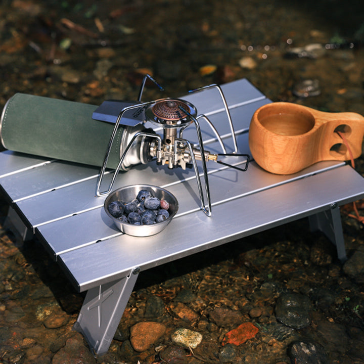 Mesa de Café Plegable para Campamento al Aire Libre de Aleación de Aluminio Rectangular Minimalista Moderna de 1 Nivel para Jardín 
