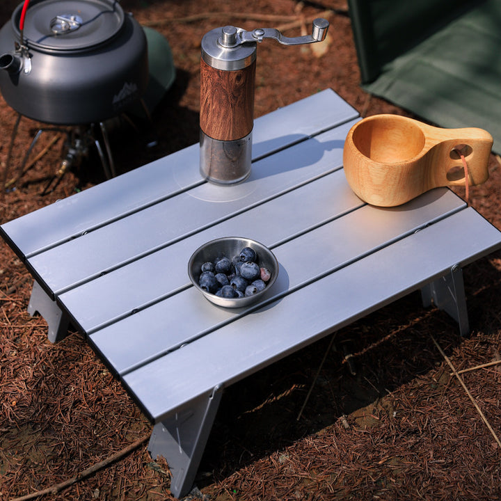 Mesa de Café Plegable para Campamento al Aire Libre de Aleación de Aluminio Rectangular Minimalista Moderna de 1 Nivel para Jardín 