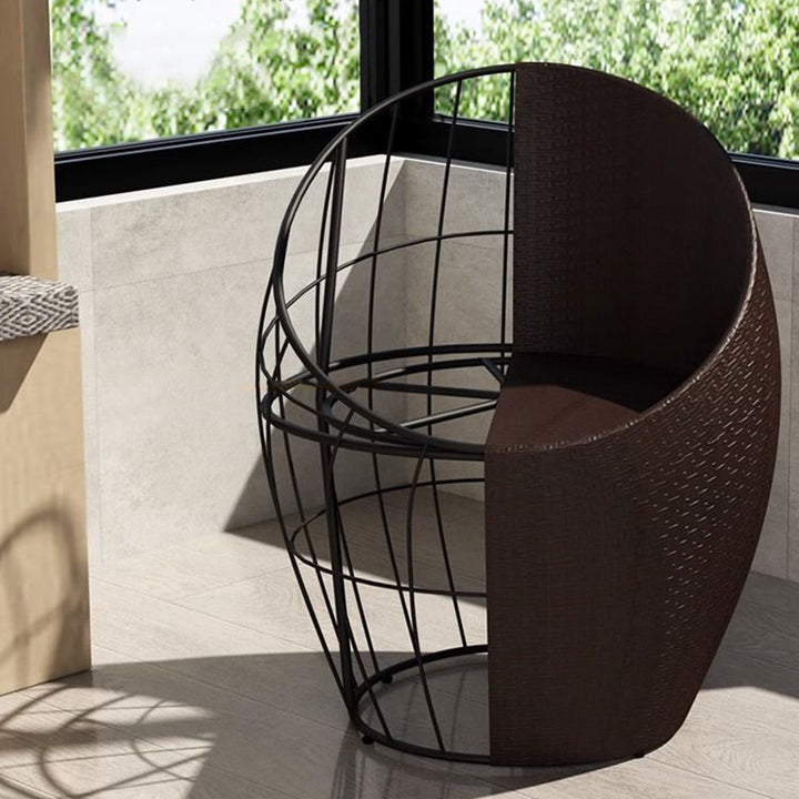 Modern Minimalist Curved Iron PE Rattan Tempered Glass Patio Dining Set 1-Tier For Outdoor