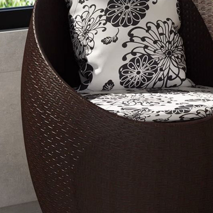 Modern Minimalist Curved Iron PE Rattan Tempered Glass Patio Dining Set 1-Tier For Outdoor