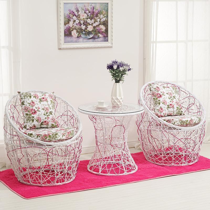 Modern Minimalist Curved Iron PE Rattan Tempered Glass Patio Dining Set 1-Tier For Outdoor