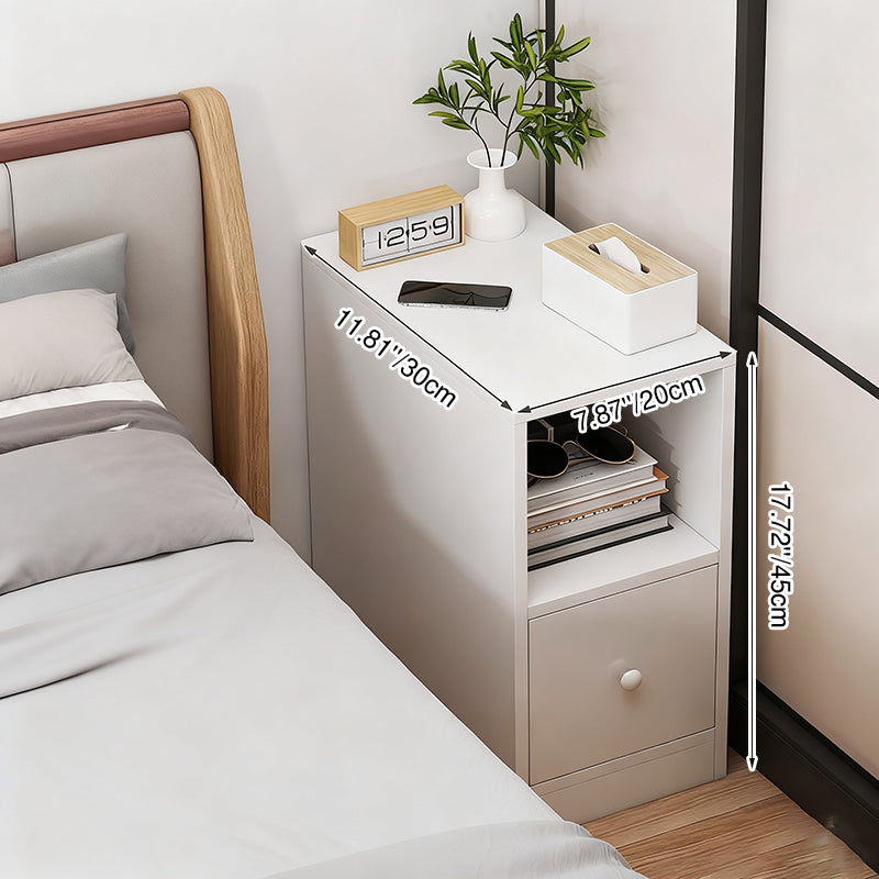 Moderner minimalistischer rechteckiger Nachttisch aus mitteldichter Faserplatte mit 1 Schublade für das Schlafzimmer 