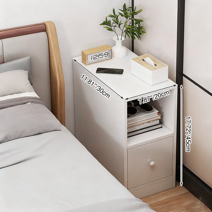 Moderner minimalistischer rechteckiger Nachttisch aus mitteldichter Faserplatte mit 1 Schublade für das Schlafzimmer 