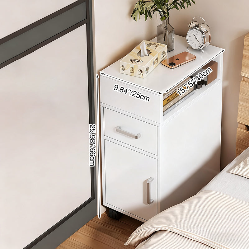 Moderner minimalistischer rechteckiger Nachttisch aus mitteldichter Faserplatte mit 1 Schublade für das Schlafzimmer 