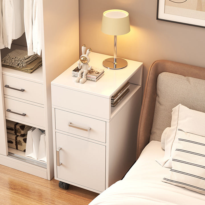 Moderner minimalistischer rechteckiger Nachttisch aus mitteldichter Faserplatte mit 1 Schublade für das Schlafzimmer 